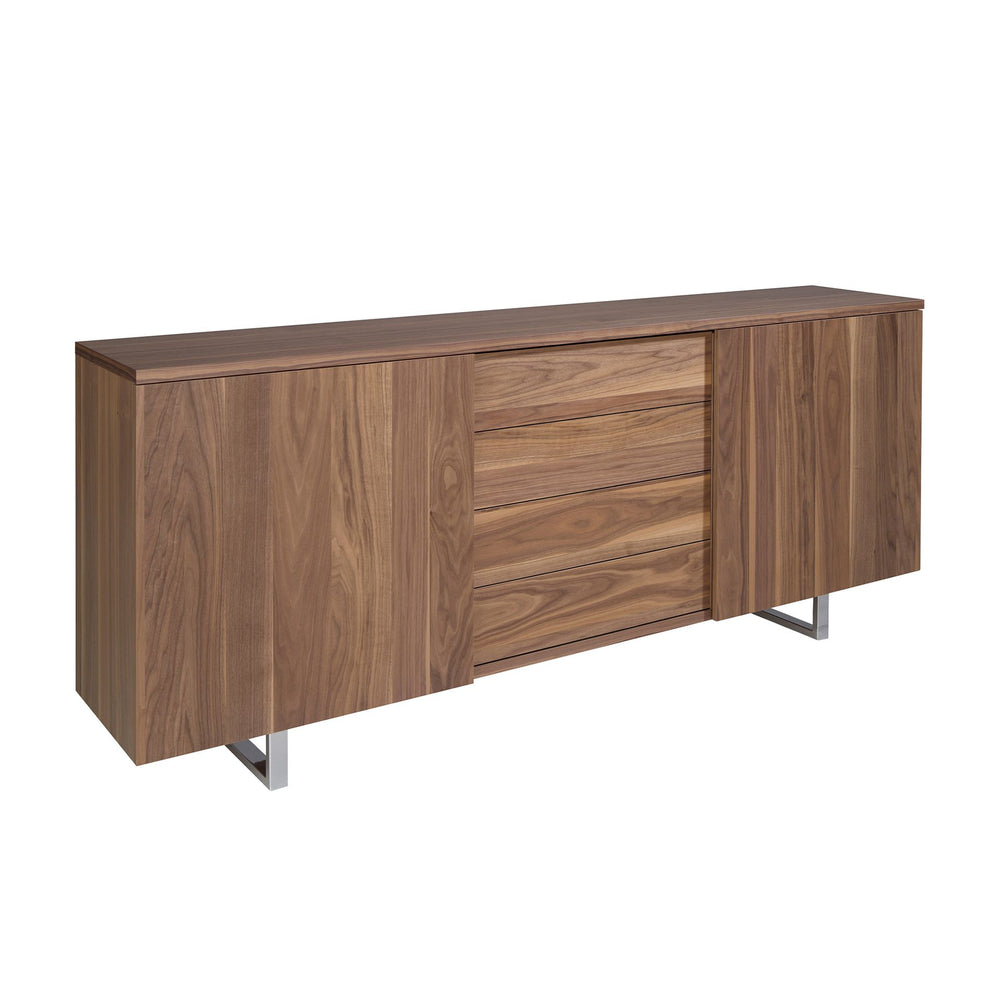 Sideboard in walnut and chromed steel