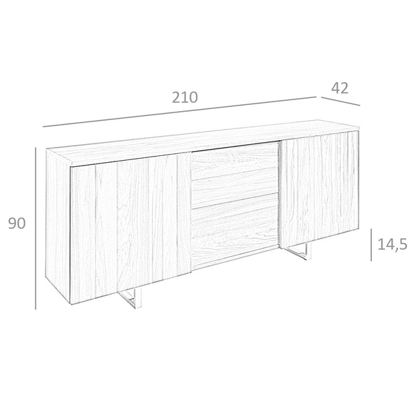 Sideboard in walnut and chromed steel