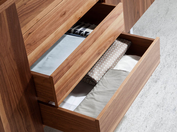 Sideboard in walnut and chromed steel