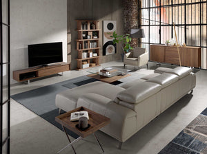 Sideboard in walnut and chromed steel