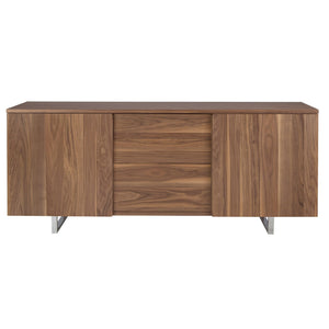 Sideboard in walnut and chromed steel
