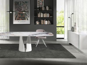 Sideboard in white wood and tempered glass