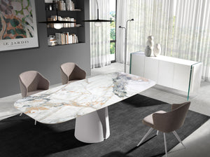 Sideboard in white wood and tempered glass