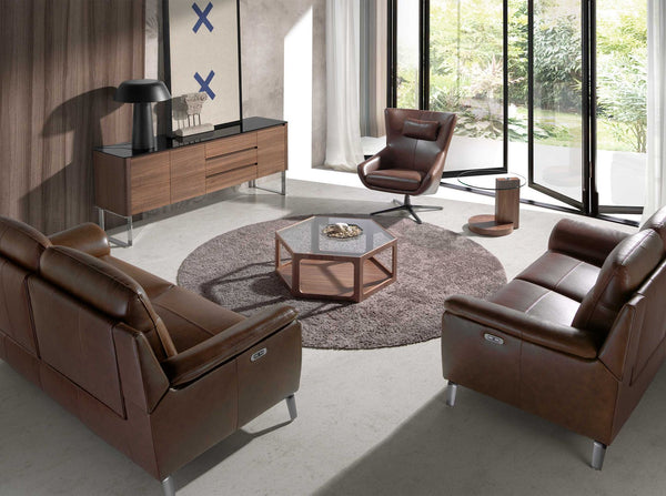 Sideboard in walnut, chromed steel and black glass top