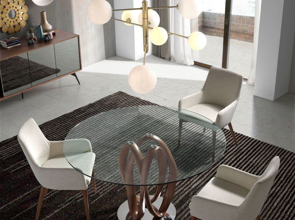 Sideboard in black glass with mirror effect, walnut and black steel