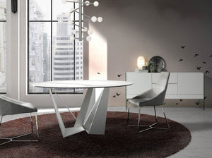 Sideboard in white wood and tempered glass