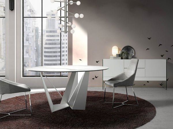 Sideboard in white wood and tempered glass