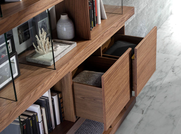 Walnut and glass shelf