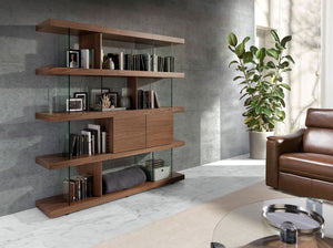 Walnut and glass shelf
