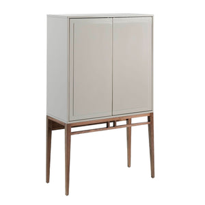 Tall beige and walnut sideboard