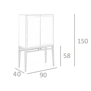 Tall beige and walnut sideboard