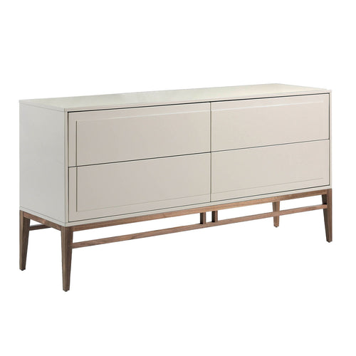 Beige and walnut wood sideboard