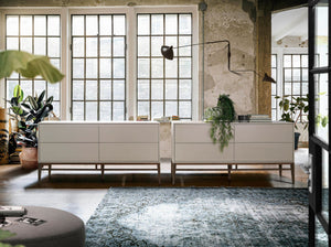 Beige and walnut wood sideboard