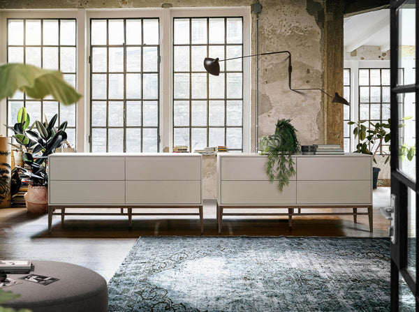 Beige and walnut wood sideboard