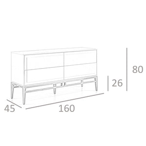 Beige and walnut wood sideboard