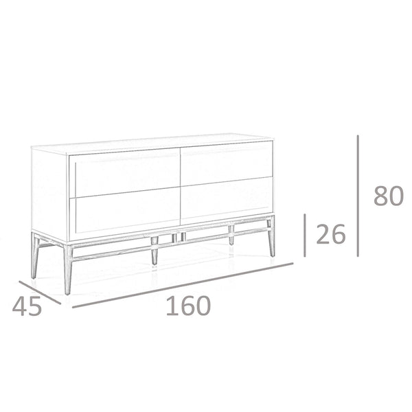 Beige and walnut wood sideboard
