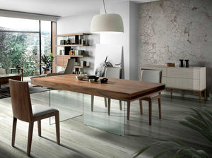Beige and walnut wood sideboard