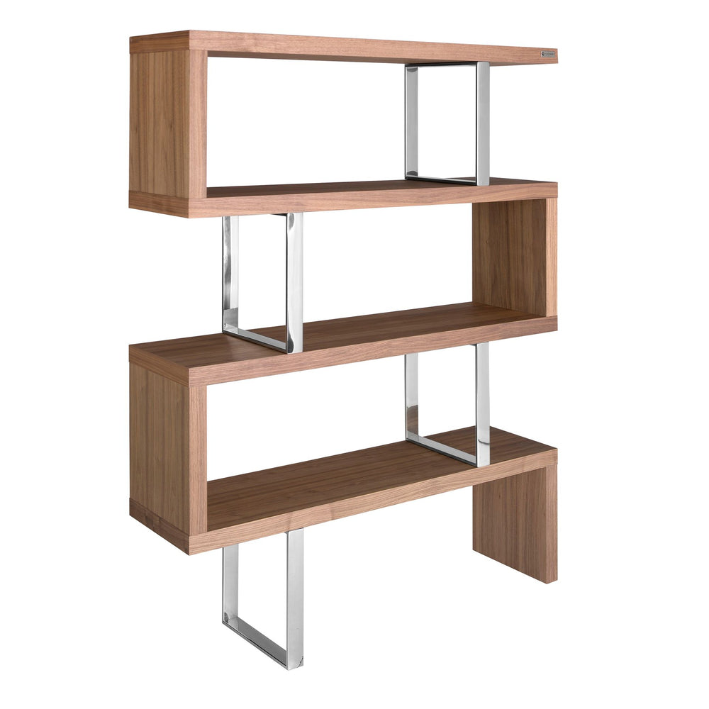 Walnut and steel shelves