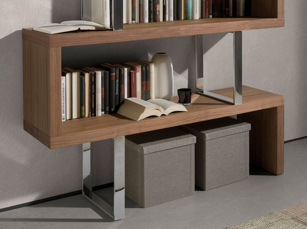 Walnut and steel shelves
