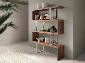 Walnut and steel shelves