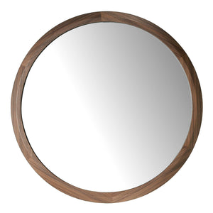 Round walnut wall mirror
