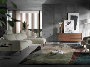 Sideboard in walnut and tempered glass
