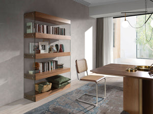 Walnut and glass shelf