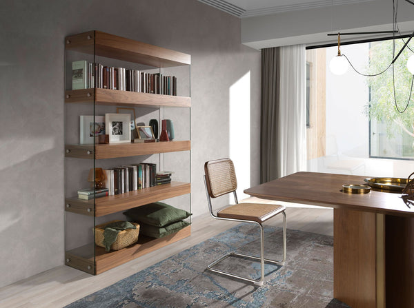 Walnut and glass shelf