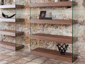 Walnut and glass shelf