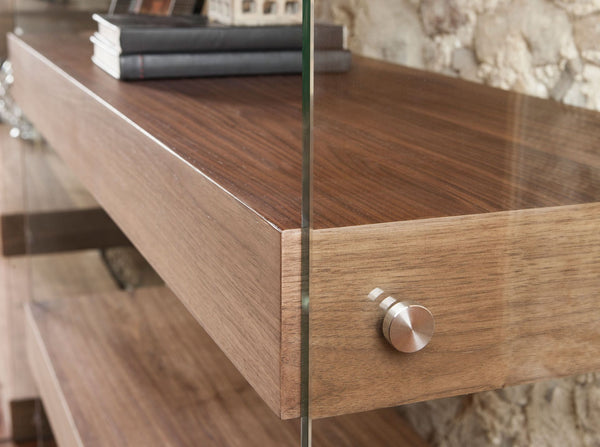 Walnut and glass shelf