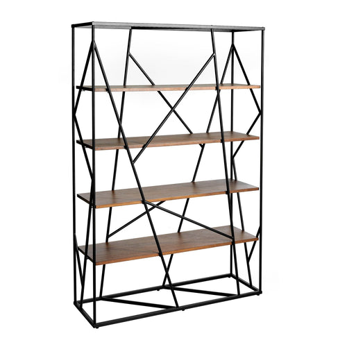 Walnut and black steel shelves