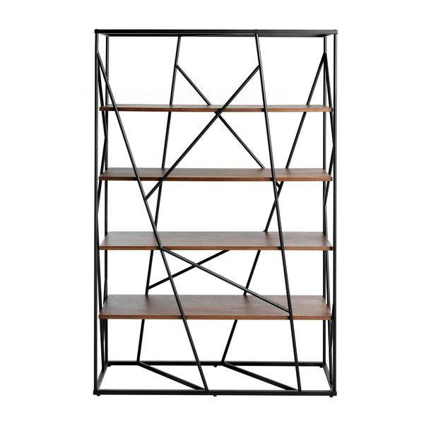 Walnut and black steel shelves