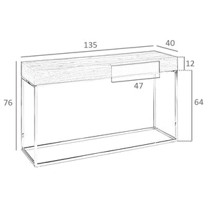 Rectangular console table in walnut and chromed steel
