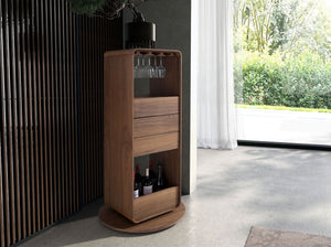 Walnut rotating bar cabinet