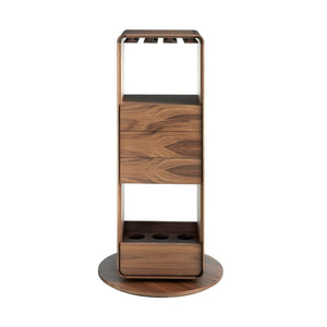Walnut rotating bar cabinet