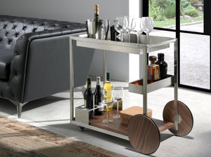 Steel and walnut minibar cart
