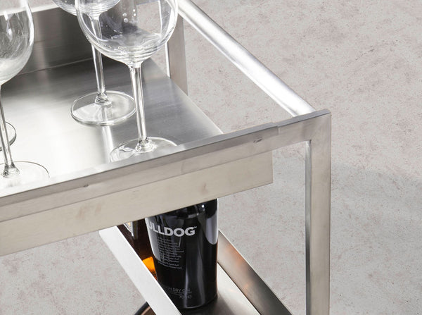 Steel and walnut minibar cart
