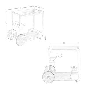 Steel and walnut minibar cart