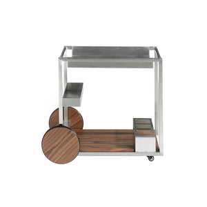 Steel and walnut minibar cart