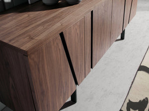 Sideboard in walnut and black steel