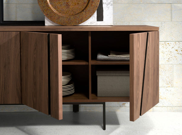 Sideboard in walnut and black steel