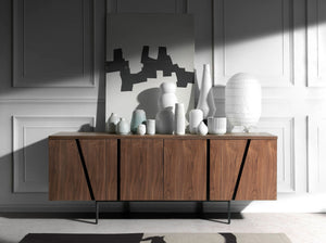 Sideboard in walnut and black steel