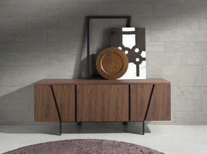 Sideboard in walnut and black steel