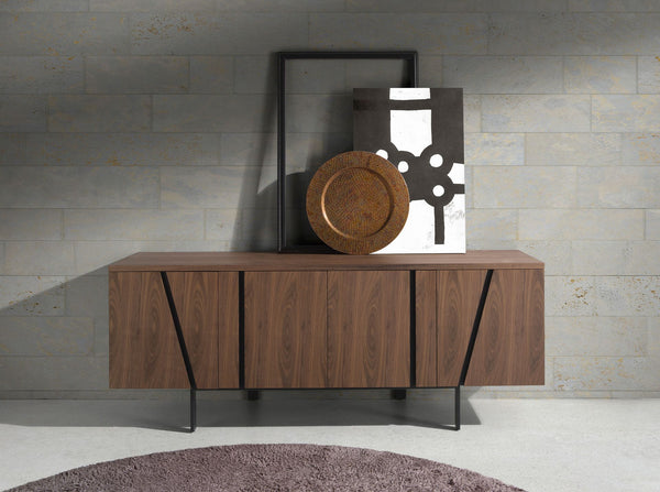 Sideboard in walnut and black steel