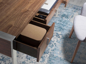 Desk in walnut and chromed steel