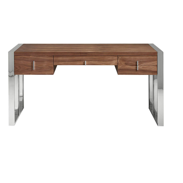 Desk in walnut and chromed steel
