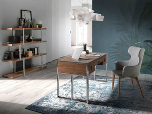 Desk in walnut and chromed steel
