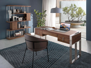 Desk in walnut and chromed steel