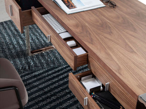 Desk in walnut and chromed steel