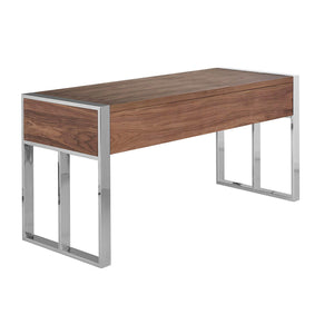 Desk in walnut and chromed steel